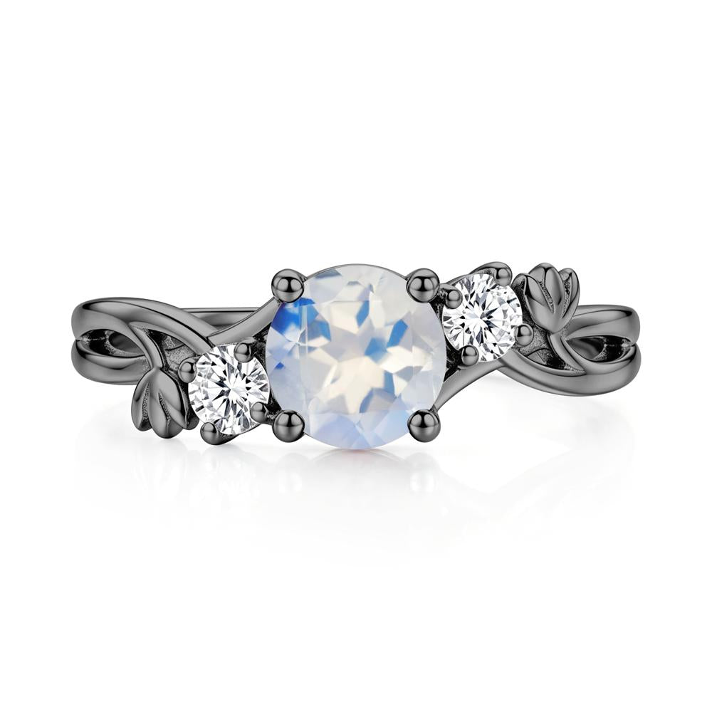 Floral Round Shaped Sapphire Twist Bypass Ring - LUO Jewelry #gemstone_Moonstone