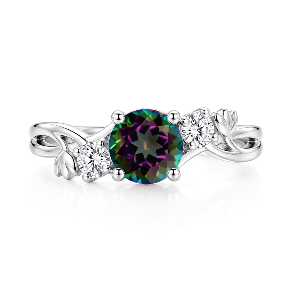 Floral Round Shaped Sapphire Twist Bypass Ring - LUO Jewelry #gemstone_Mystic Topaz