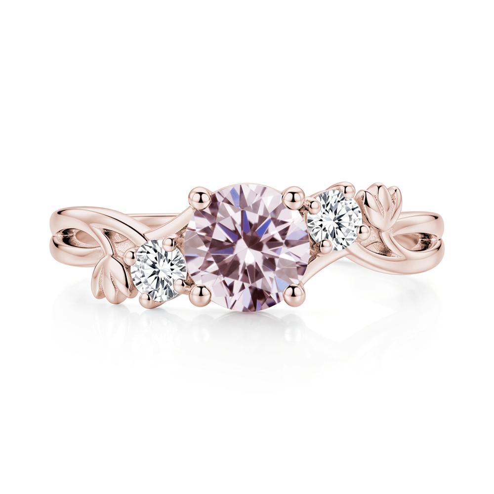 Floral Round Shaped Sapphire Twist Bypass Ring - LUO Jewelry #gemstone_Pink Cubic Zirconia