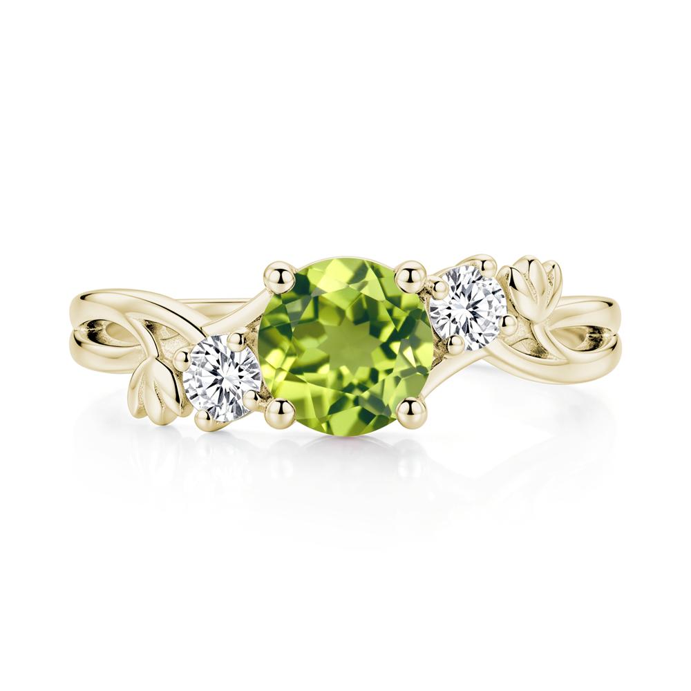 Floral Round Shaped Sapphire Twist Bypass Ring - LUO Jewelry #gemstone_Peridot