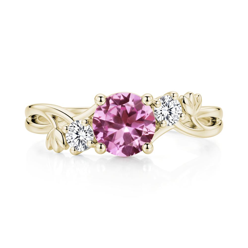 Floral Round Shaped Sapphire Twist Bypass Ring - LUO Jewelry #gemstone_Pink Sapphire