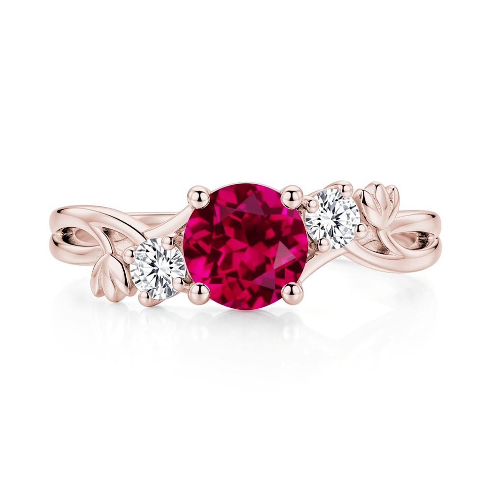 Floral Round Shaped Sapphire Twist Bypass Ring - LUO Jewelry #gemstone_Ruby