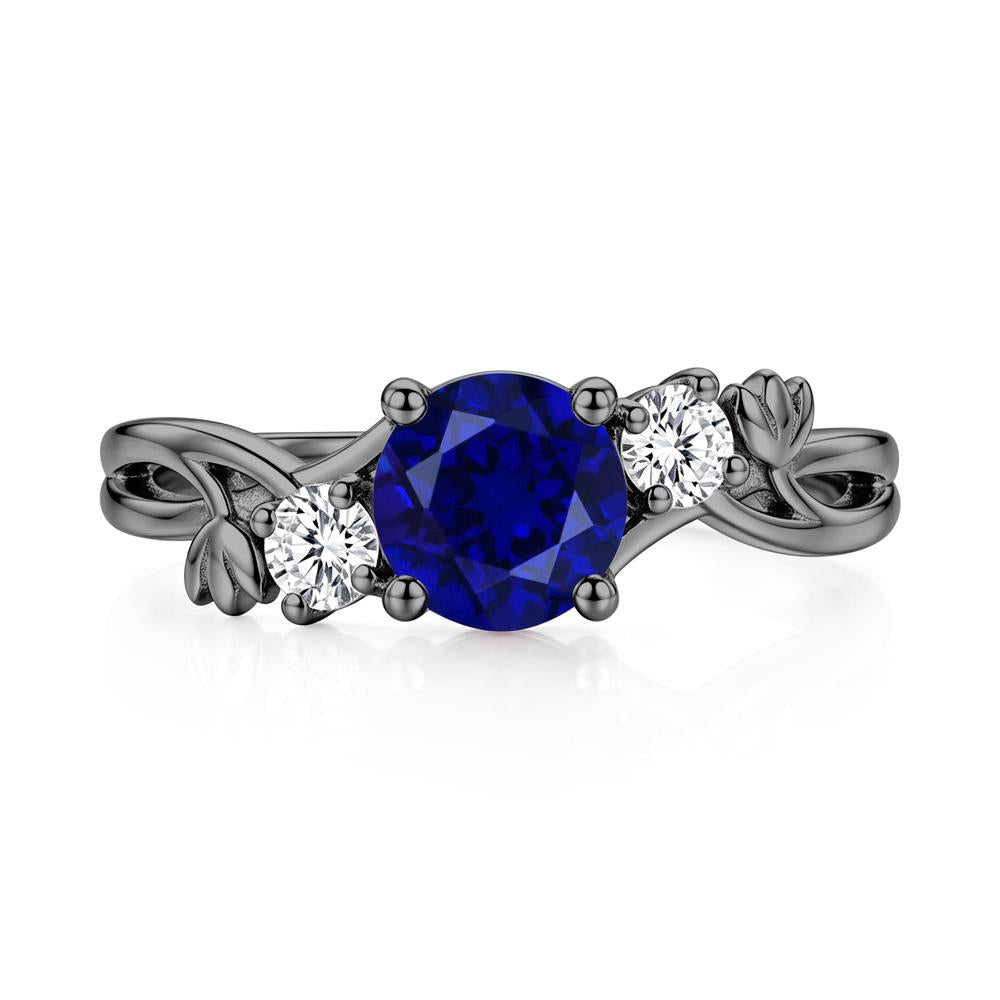 Floral Round Shaped Sapphire Twist Bypass Ring - LUO Jewelry #gemstone_Sapphire