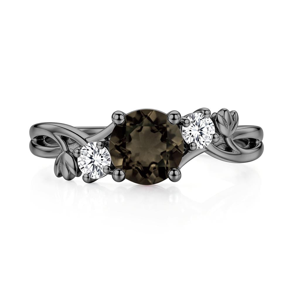 Floral Round Shaped Sapphire Twist Bypass Ring - LUO Jewelry #gemstone_Smoky Quartz