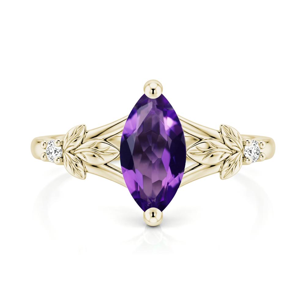 Leaf Inspired Marquise Cut London Blue Topaz Split Ring - LUO Jewelry #gemstone_Amethyst