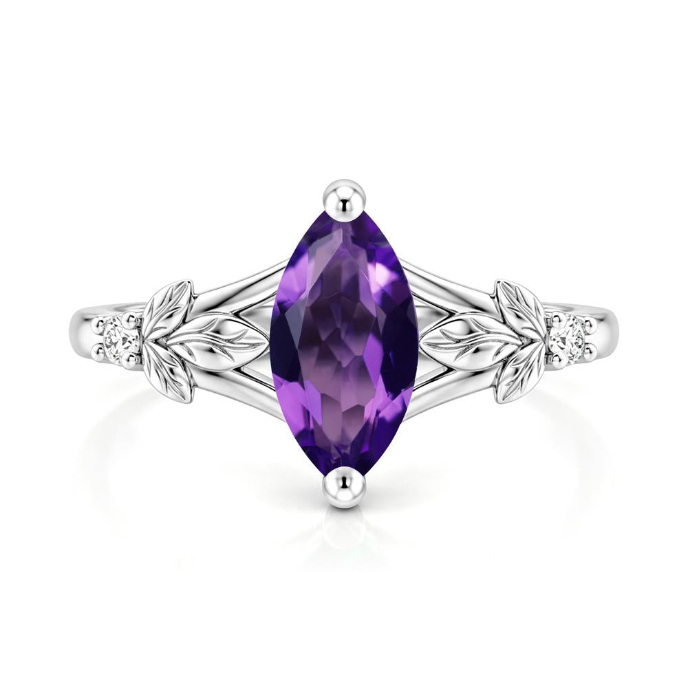Leaf Inspired Marquise Cut London Blue Topaz Split Ring - LUO Jewelry #gemstone_Amethyst
