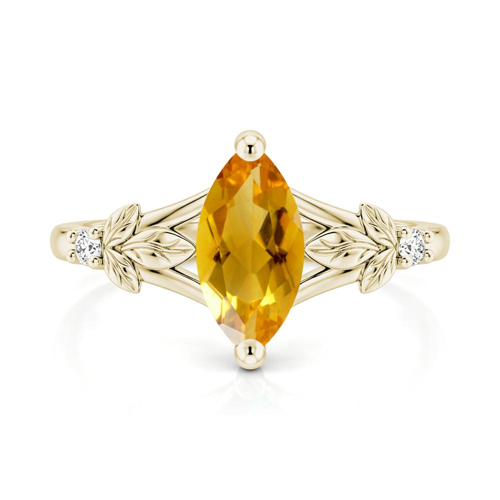 Leaf Inspired Marquise Cut London Blue Topaz Split Ring - LUO Jewelry #gemstone_Citrine