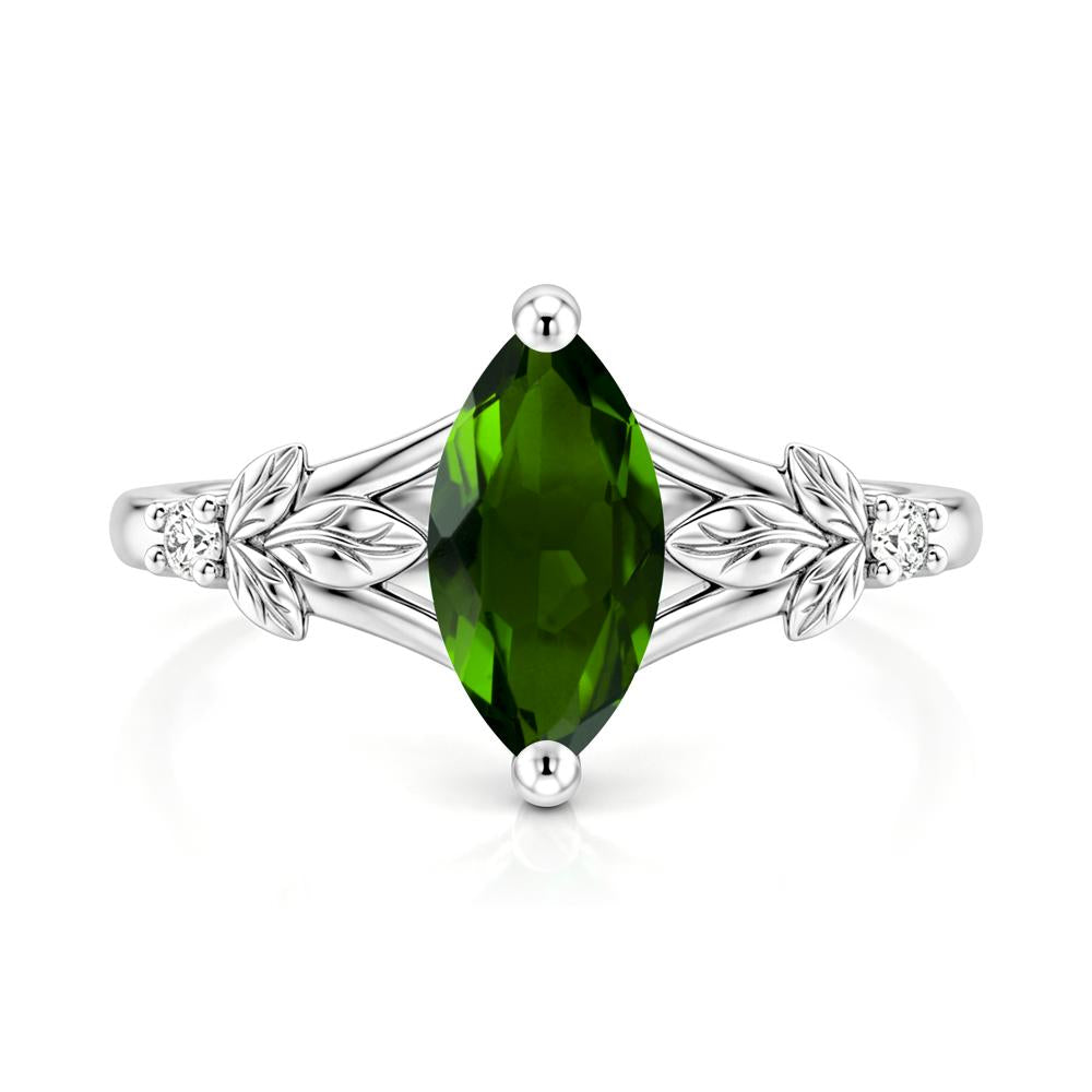 Leaf Inspired Marquise Cut London Blue Topaz Split Ring - LUO Jewelry #gemstone_Diopside