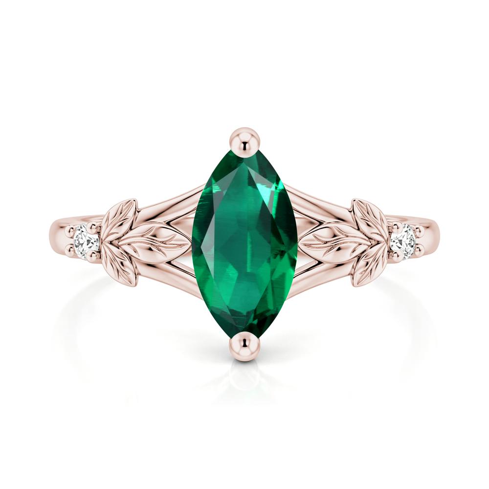 Leaf Inspired Marquise Cut London Blue Topaz Split Ring - LUO Jewelry #gemstone_Emerald