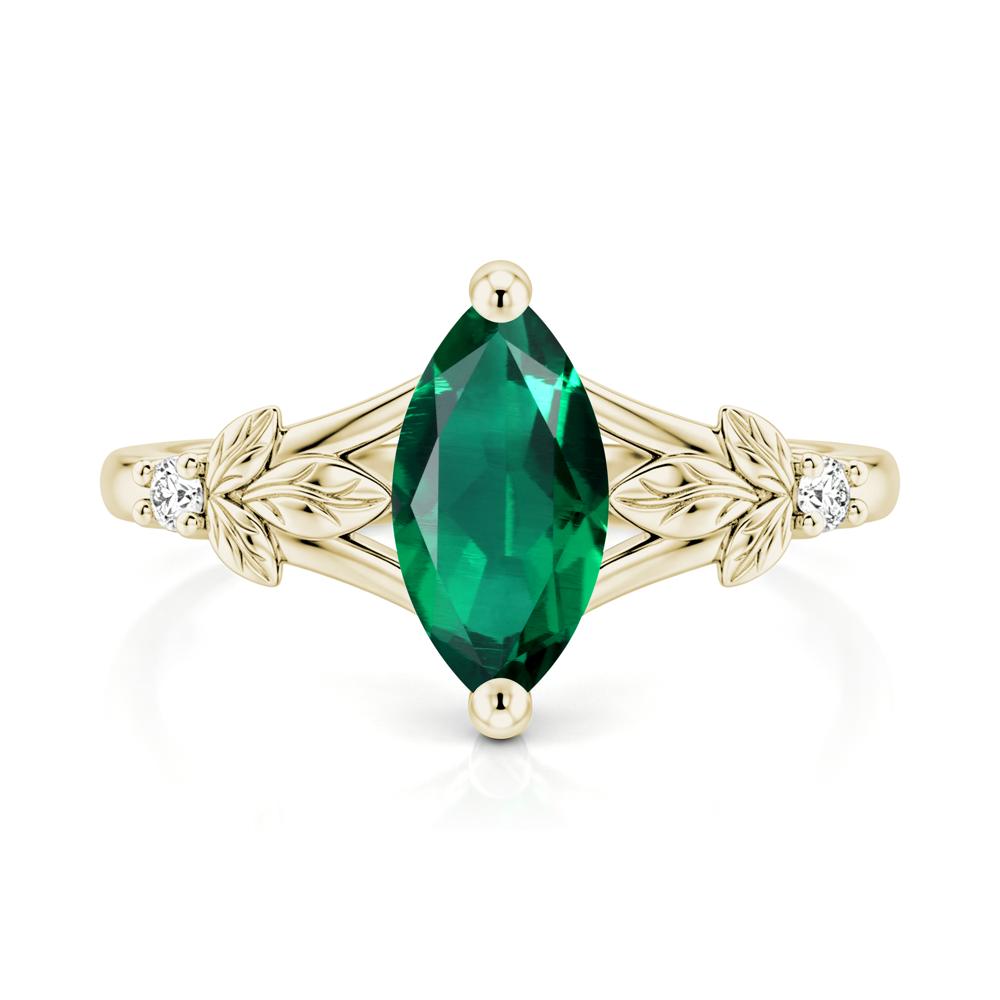 Leaf Inspired Marquise Cut London Blue Topaz Split Ring - LUO Jewelry #gemstone_Emerald