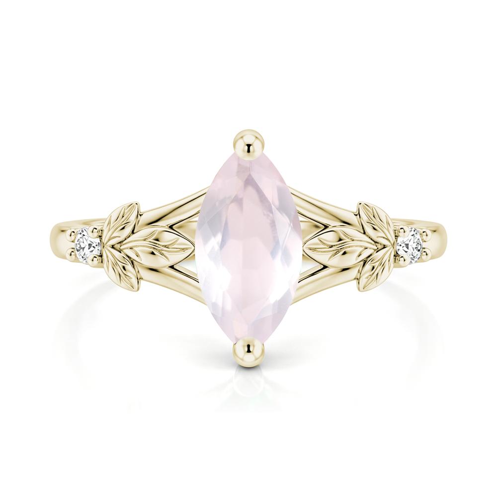 Leaf Inspired Marquise Cut London Blue Topaz Split Ring - LUO Jewelry #gemstone_Rose Quartz