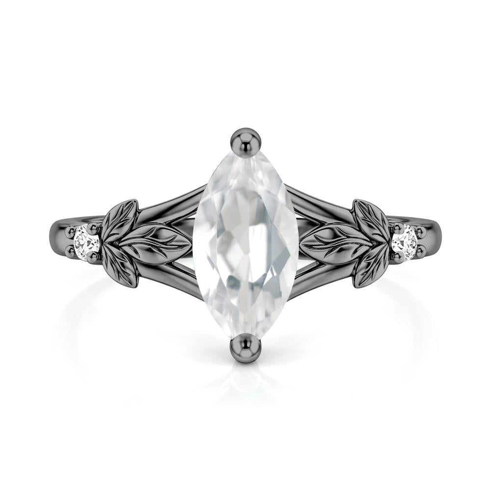 Leaf Inspired Marquise Cut London Blue Topaz Split Ring - LUO Jewelry #gemstone_White Topaz