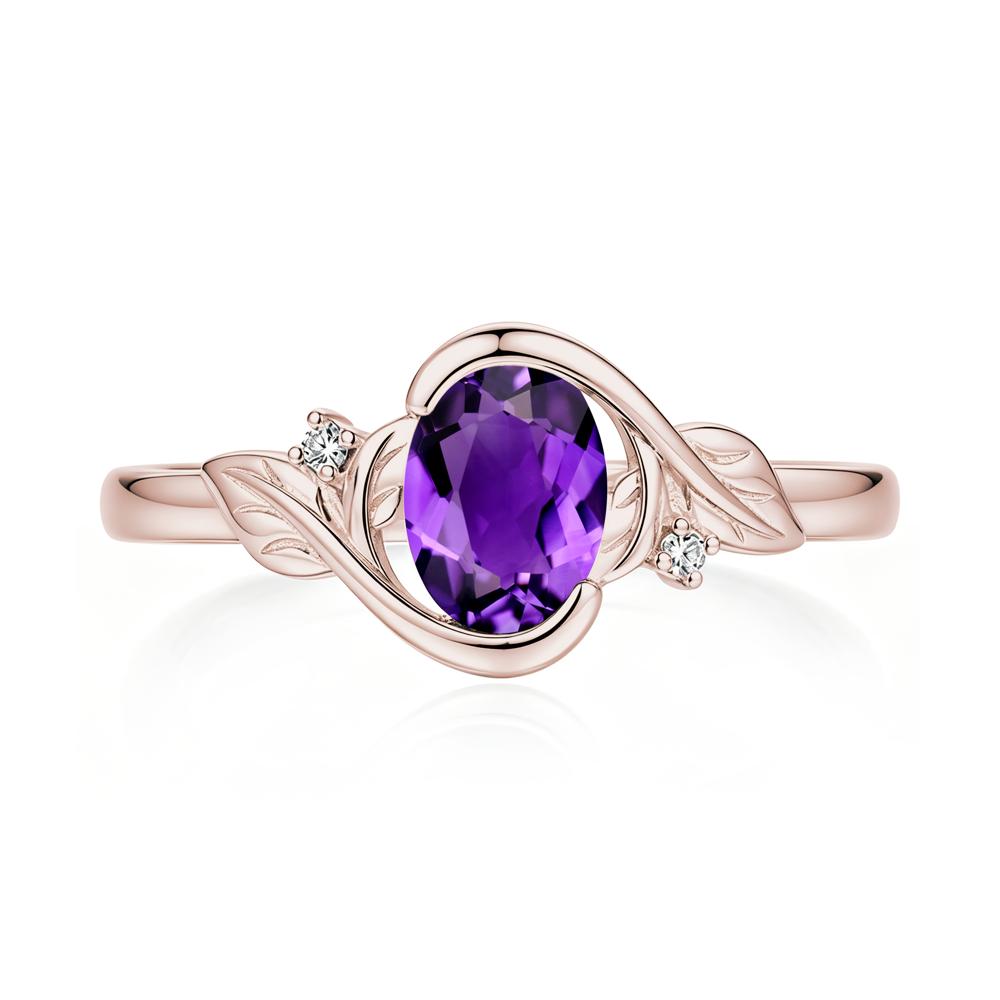 Leaf Inspired Oval Shaped Emerald Tension Ring - LUO Jewelry #gemstone_Amethyst