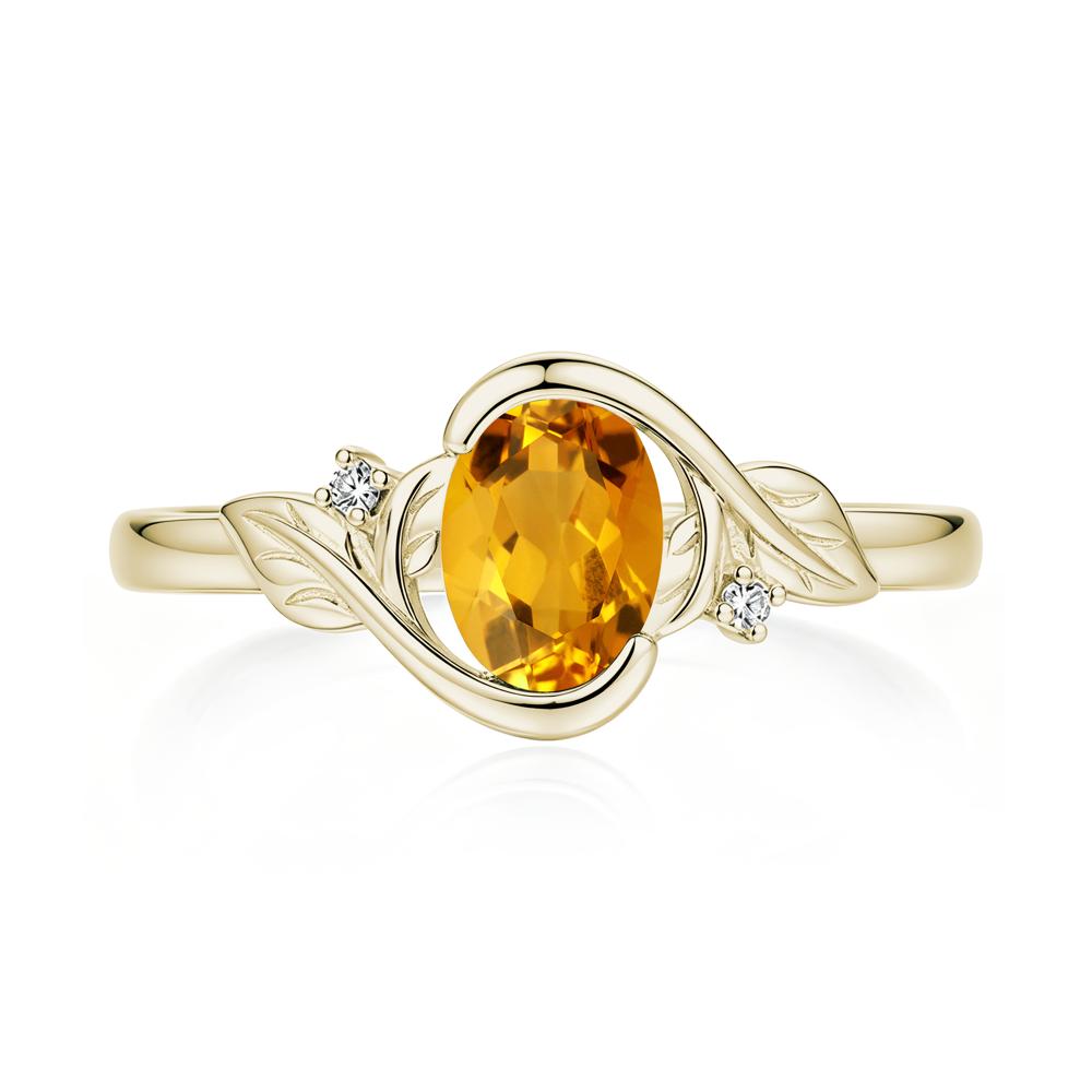 Leaf Inspired Oval Shaped Emerald Tension Ring - LUO Jewelry #gemstone_Citrine