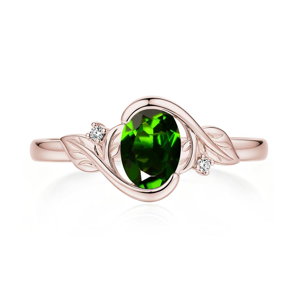 Leaf Inspired Oval Shaped Emerald Tension Ring - LUO Jewelry #gemstone_Diopside