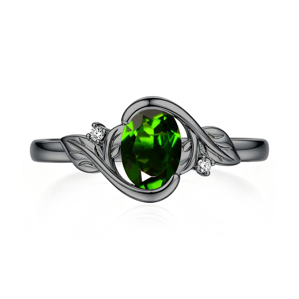 Leaf Inspired Oval Shaped Emerald Tension Ring - LUO Jewelry #gemstone_Diopside
