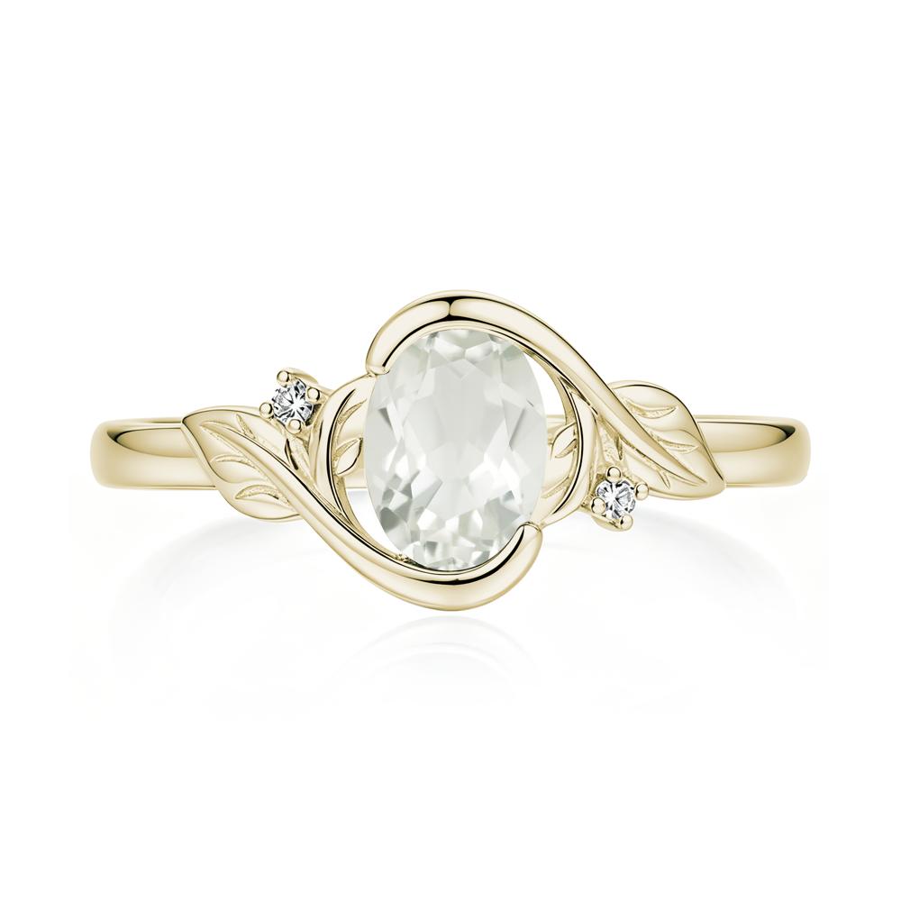 Leaf Inspired Oval Shaped Emerald Tension Ring - LUO Jewelry #gemstone_Green Amethyst