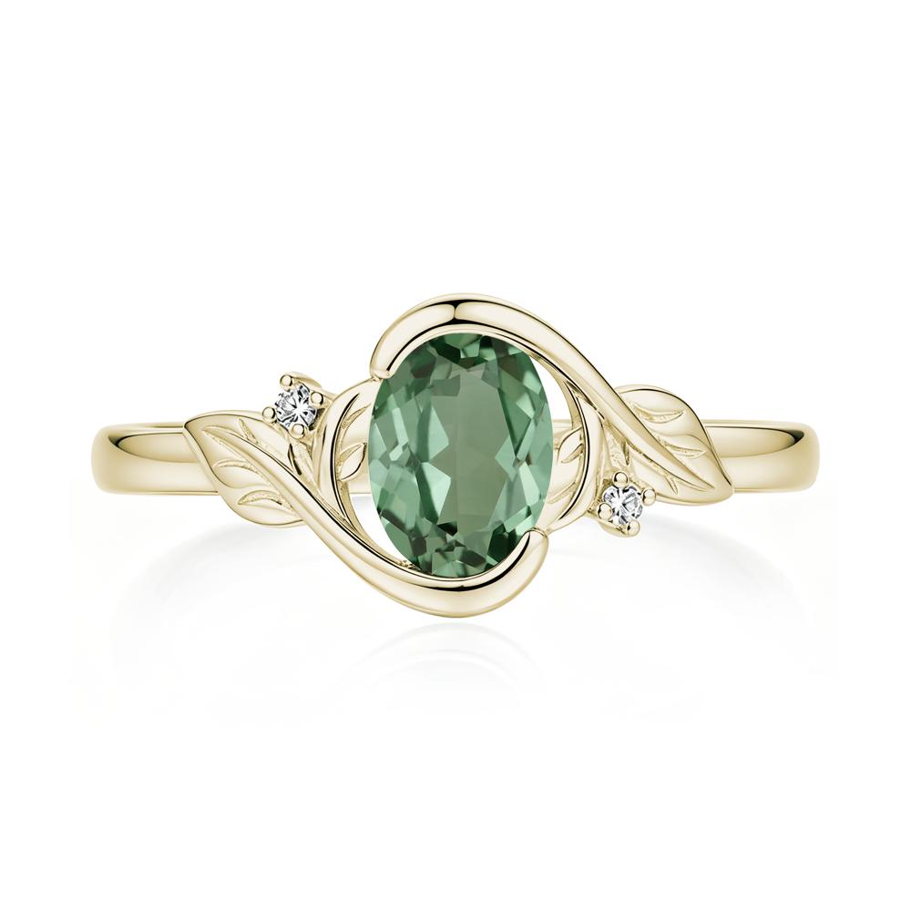Leaf Inspired Oval Shaped Emerald Tension Ring - LUO Jewelry #gemstone_Green Sapphire