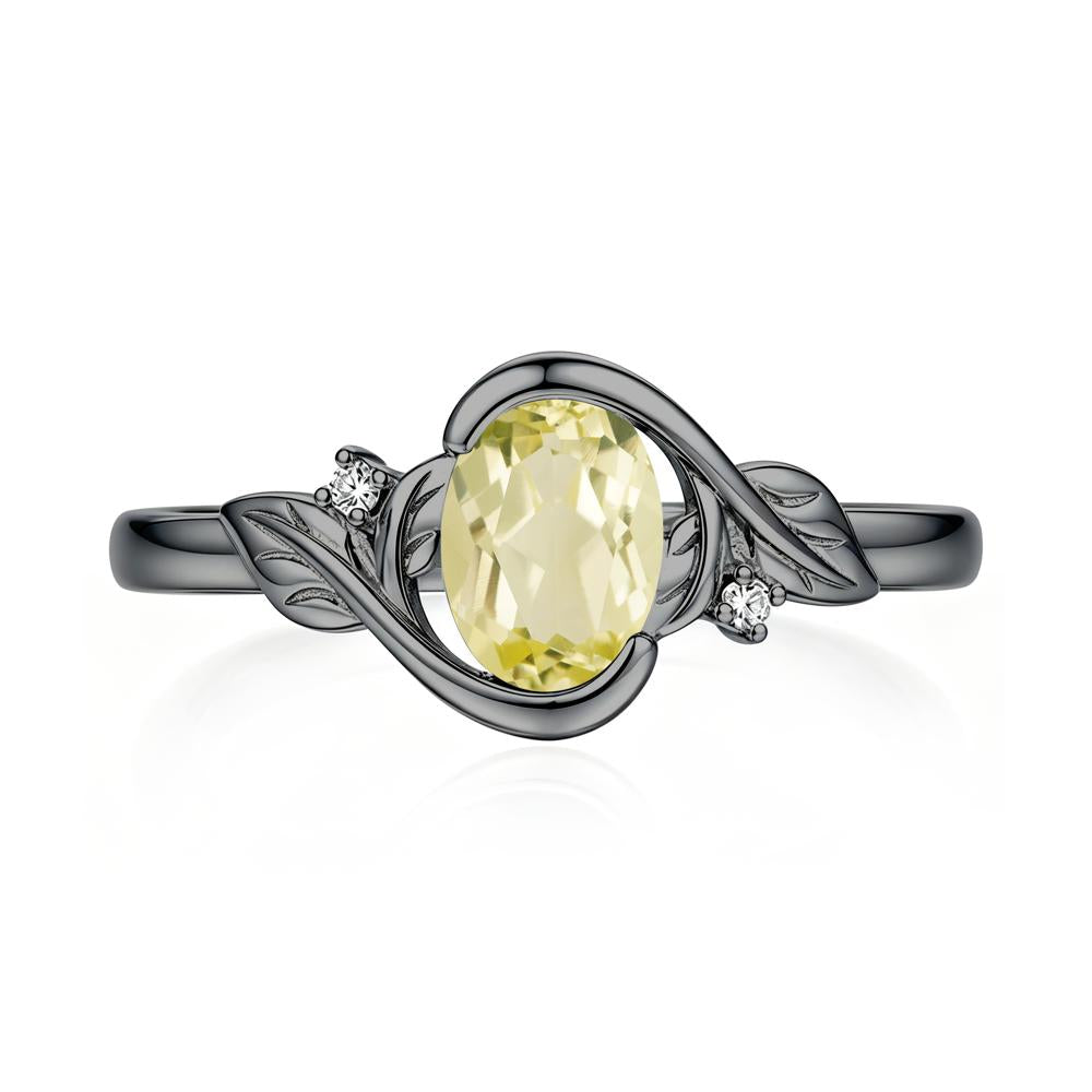 Leaf Inspired Oval Shaped Emerald Tension Ring - LUO Jewelry #gemstone_Lemon Quartz
