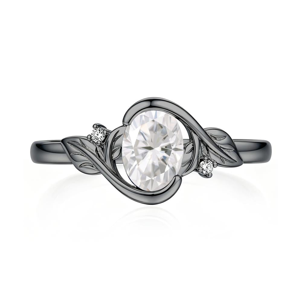 Leaf Inspired Oval Shaped Emerald Tension Ring - LUO Jewelry #gemstone_Moissanite