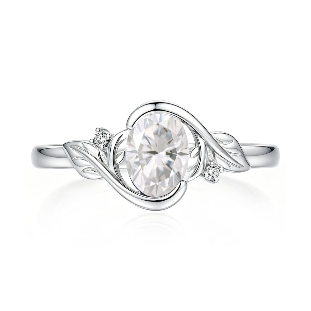 Leaf Inspired Oval Shaped Emerald Tension Ring - LUO Jewelry #gemstone_Moissanite