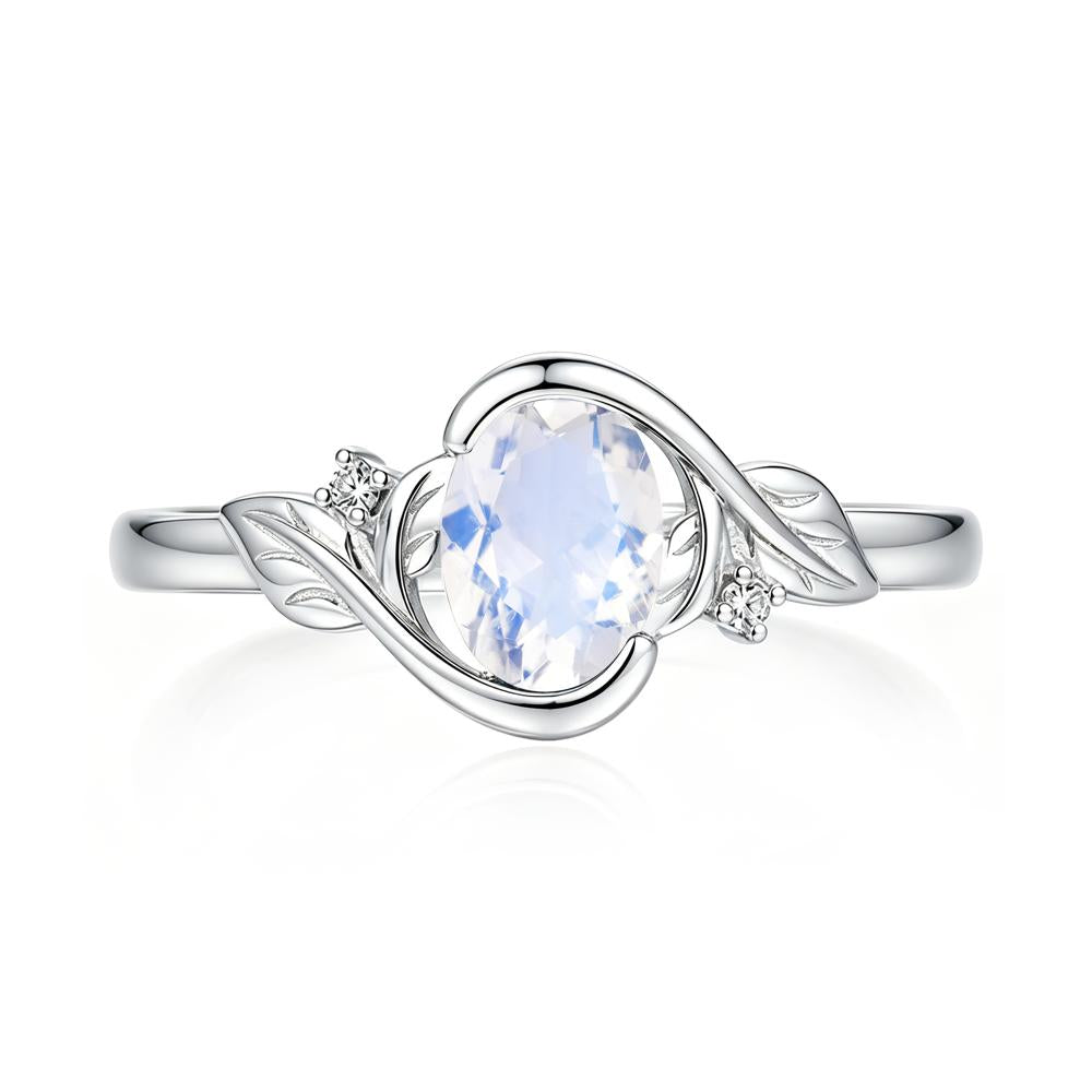 Leaf Inspired Oval Shaped Emerald Tension Ring - LUO Jewelry #gemstone_Moonstone