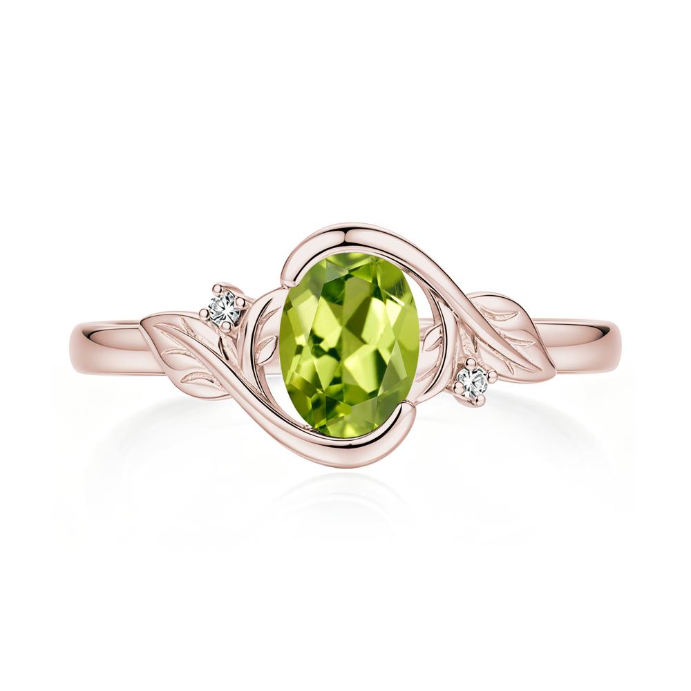 Leaf Inspired Oval Shaped Emerald Tension Ring - LUO Jewelry #gemstone_Peridot