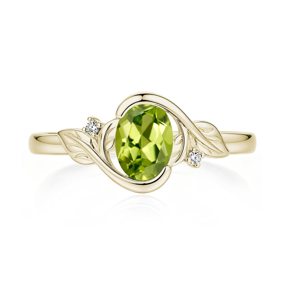 Leaf Inspired Oval Shaped Emerald Tension Ring - LUO Jewelry #gemstone_Peridot