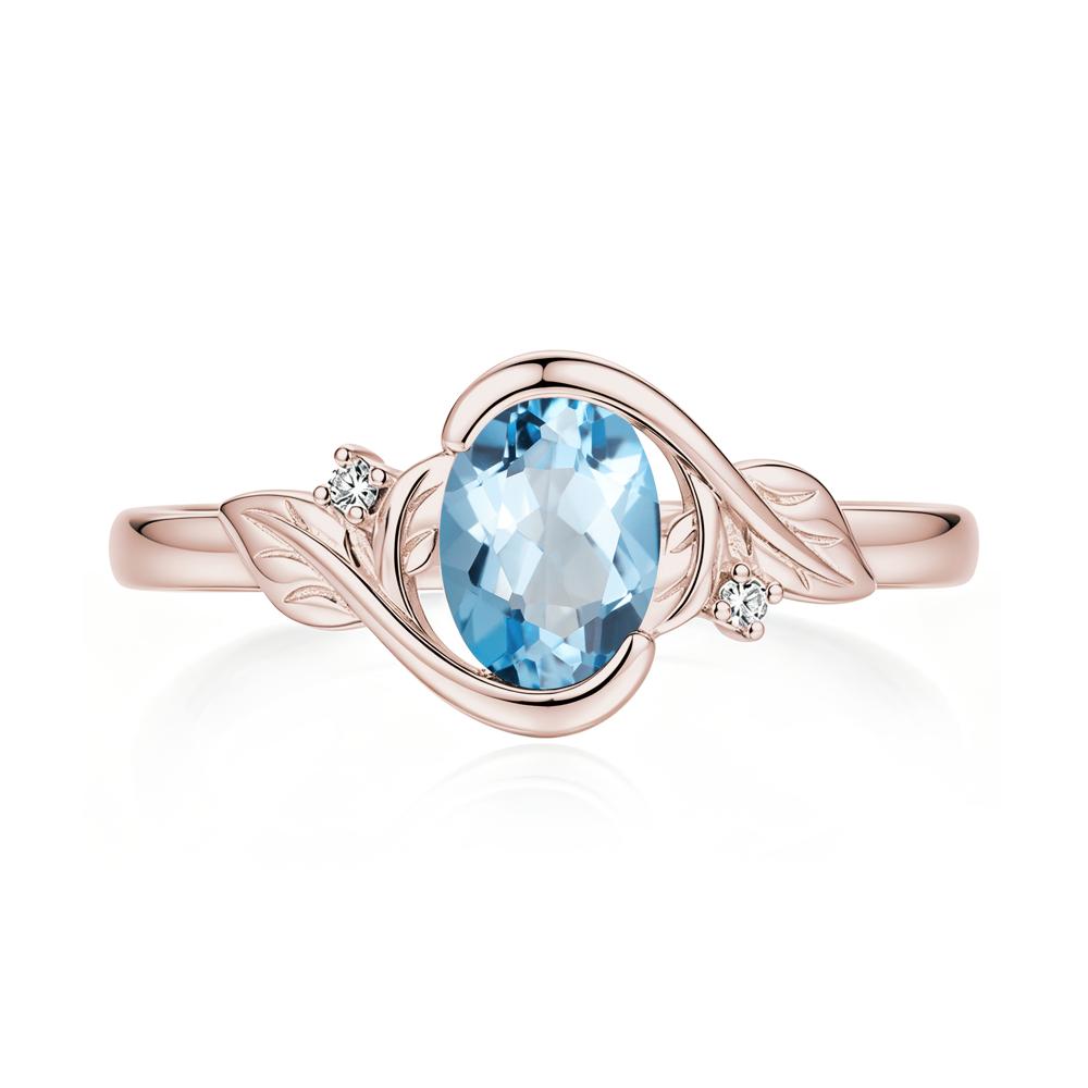 Leaf Inspired Oval Shaped Emerald Tension Ring - LUO Jewelry #gemstone_Swiss Blue Topaz