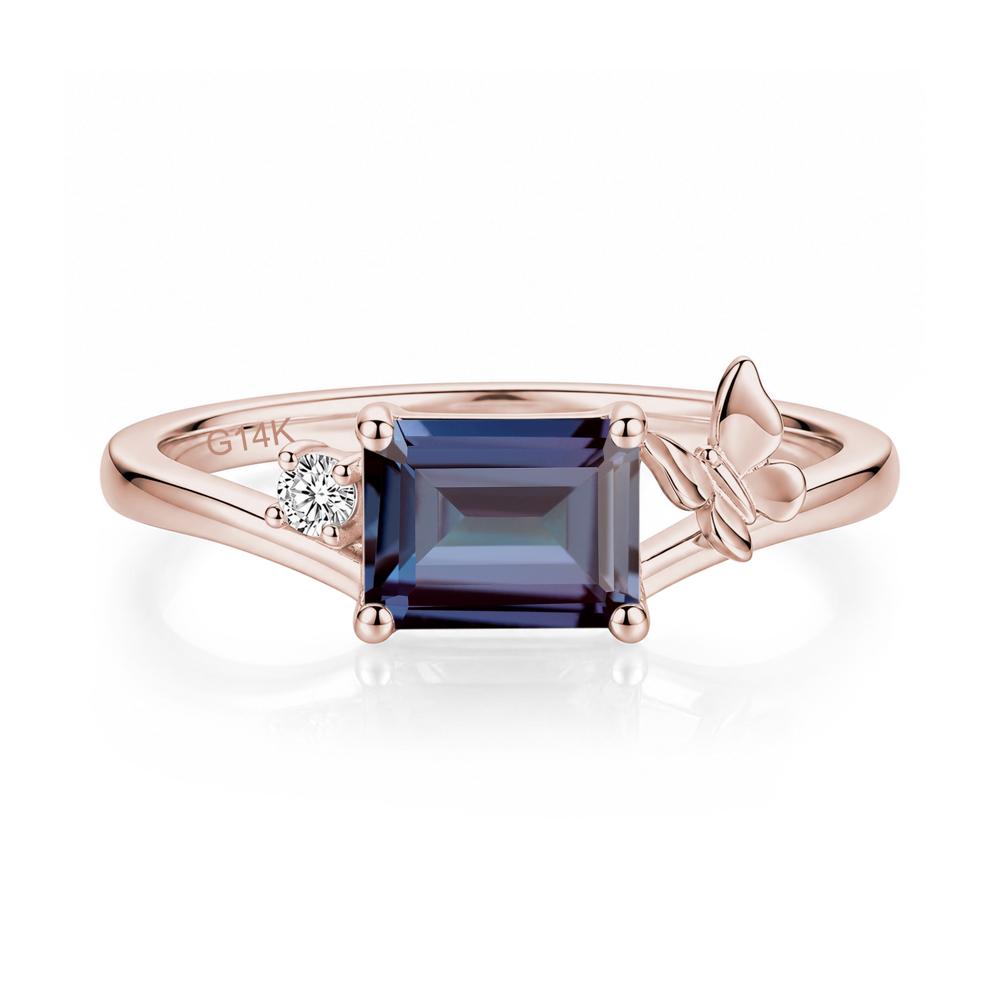 East West Emerald Cut Amethyst Butterfly Ring - LUO Jewelry #gemstone_Alexandrite