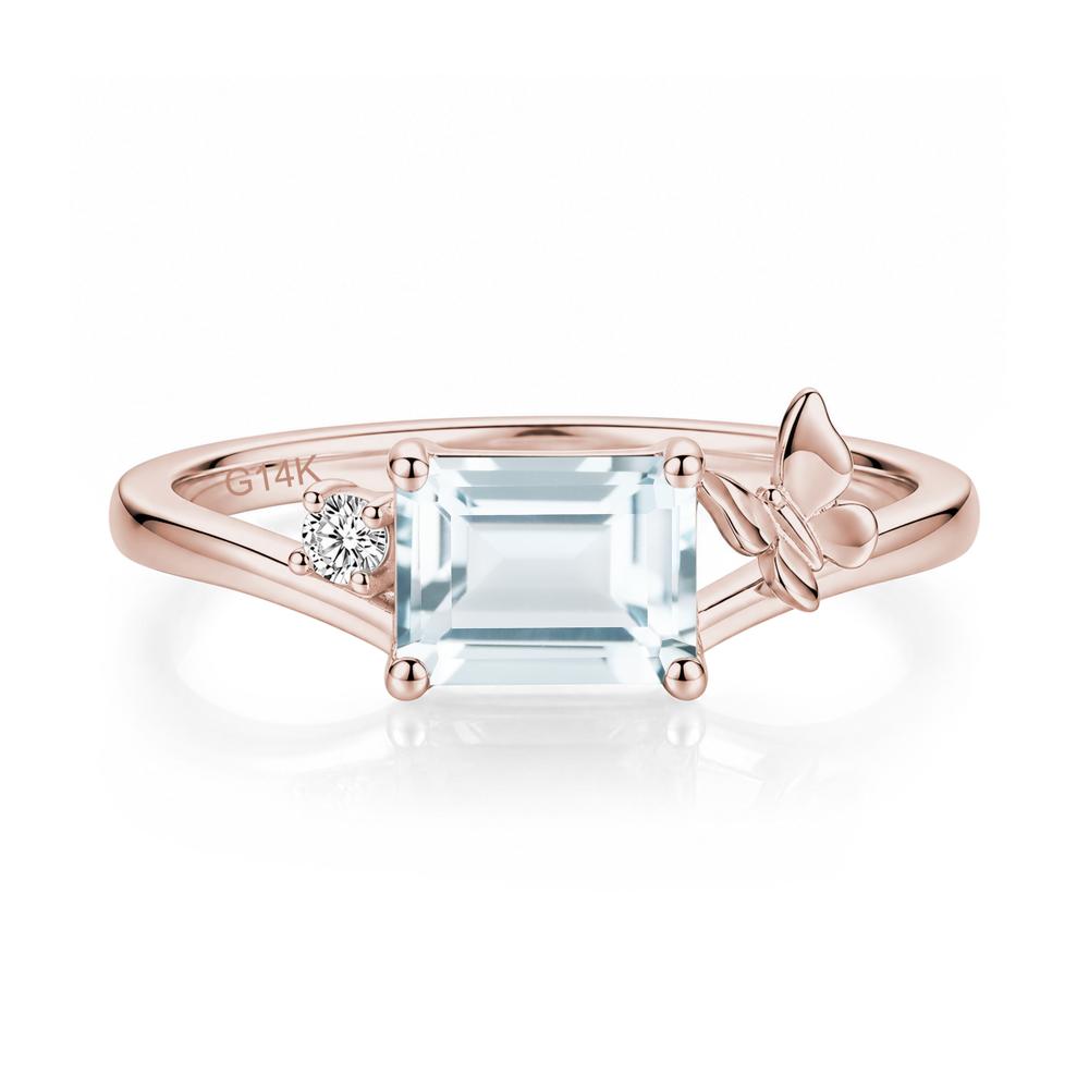 East West Emerald Cut Amethyst Butterfly Ring - LUO Jewelry #gemstone_Aquamarine