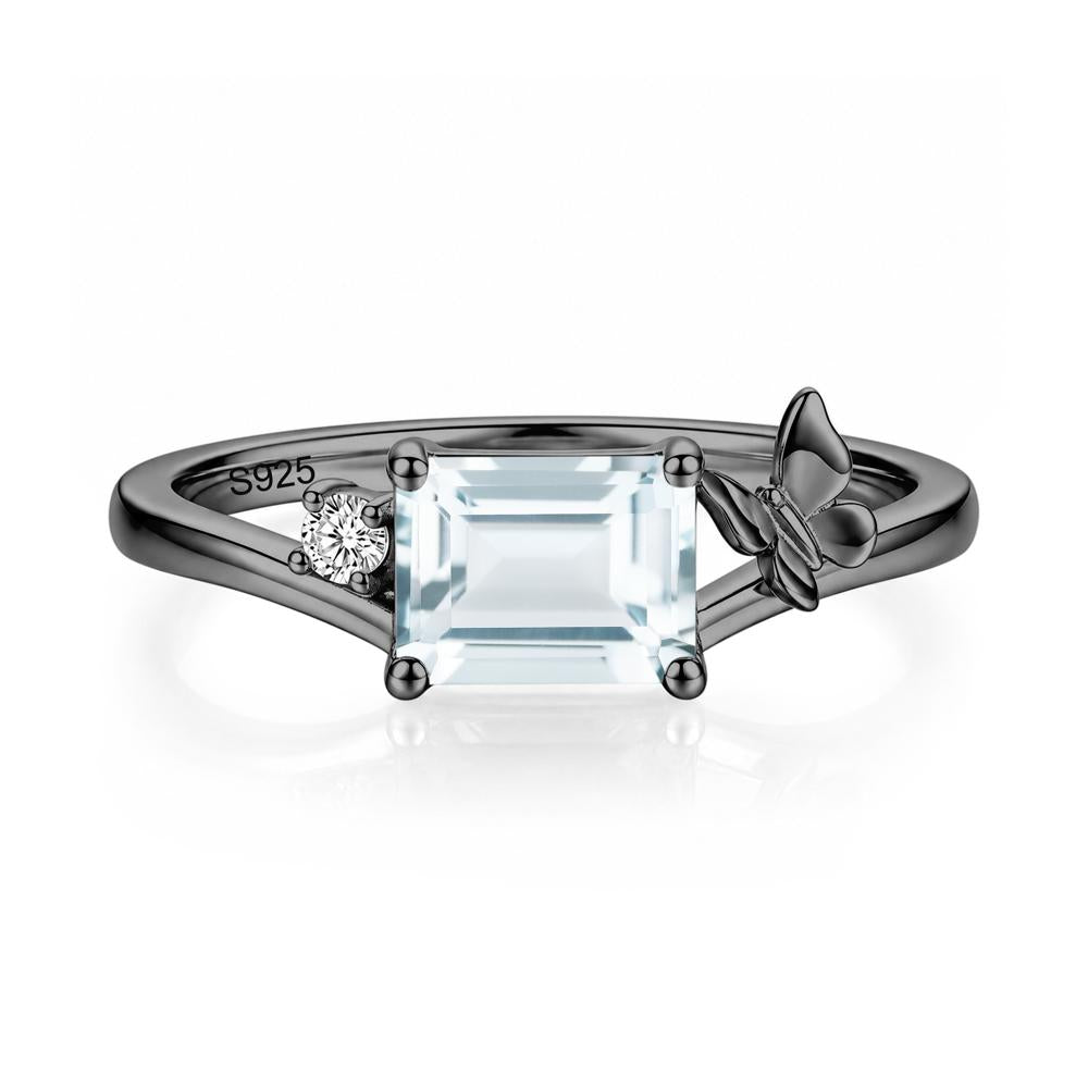 East West Emerald Cut Amethyst Butterfly Ring - LUO Jewelry #gemstone_Aquamarine