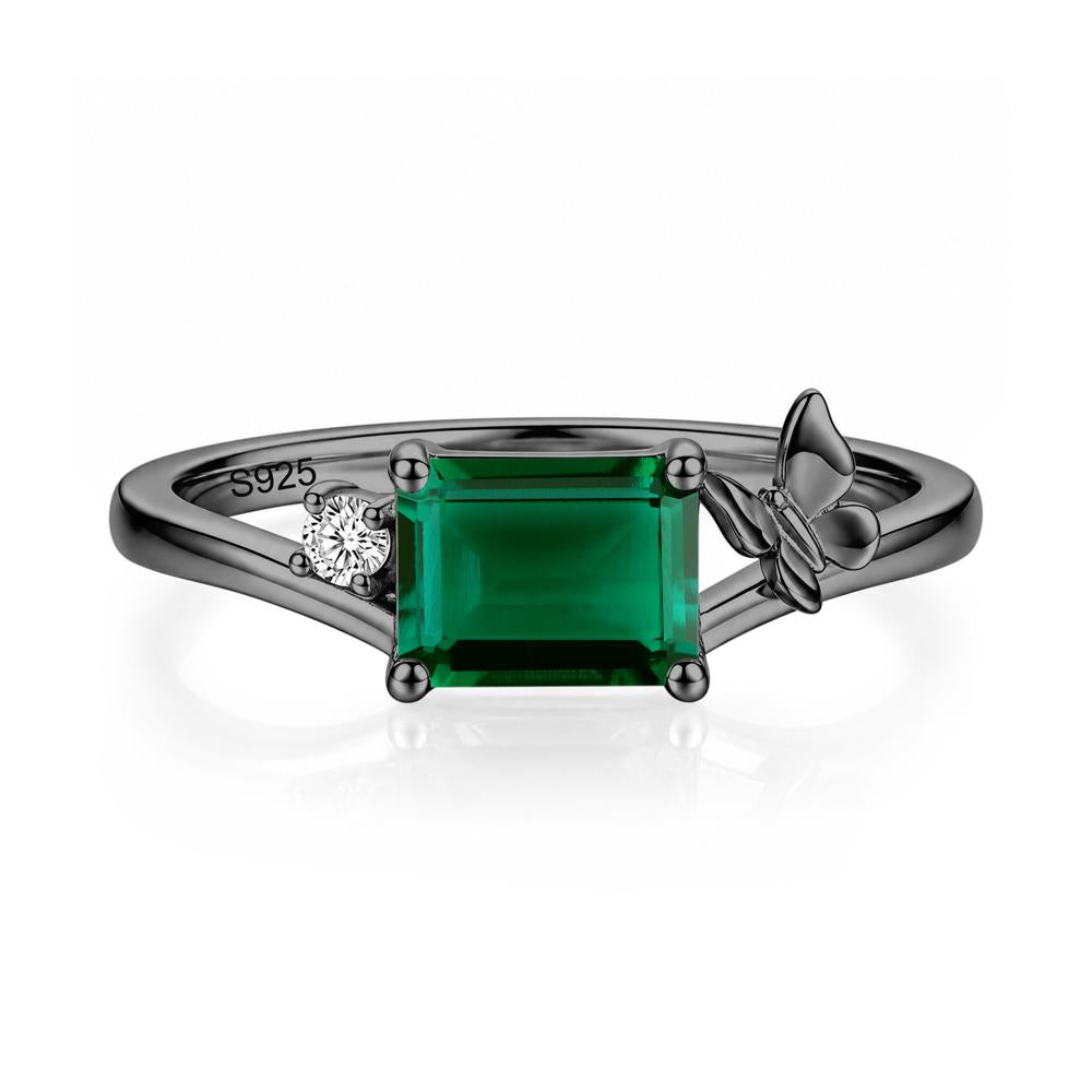 East West Emerald Cut Amethyst Butterfly Ring - LUO Jewelry #gemstone_Emerald