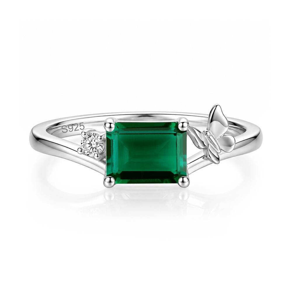 East West Emerald Cut Amethyst Butterfly Ring - LUO Jewelry #gemstone_Emerald