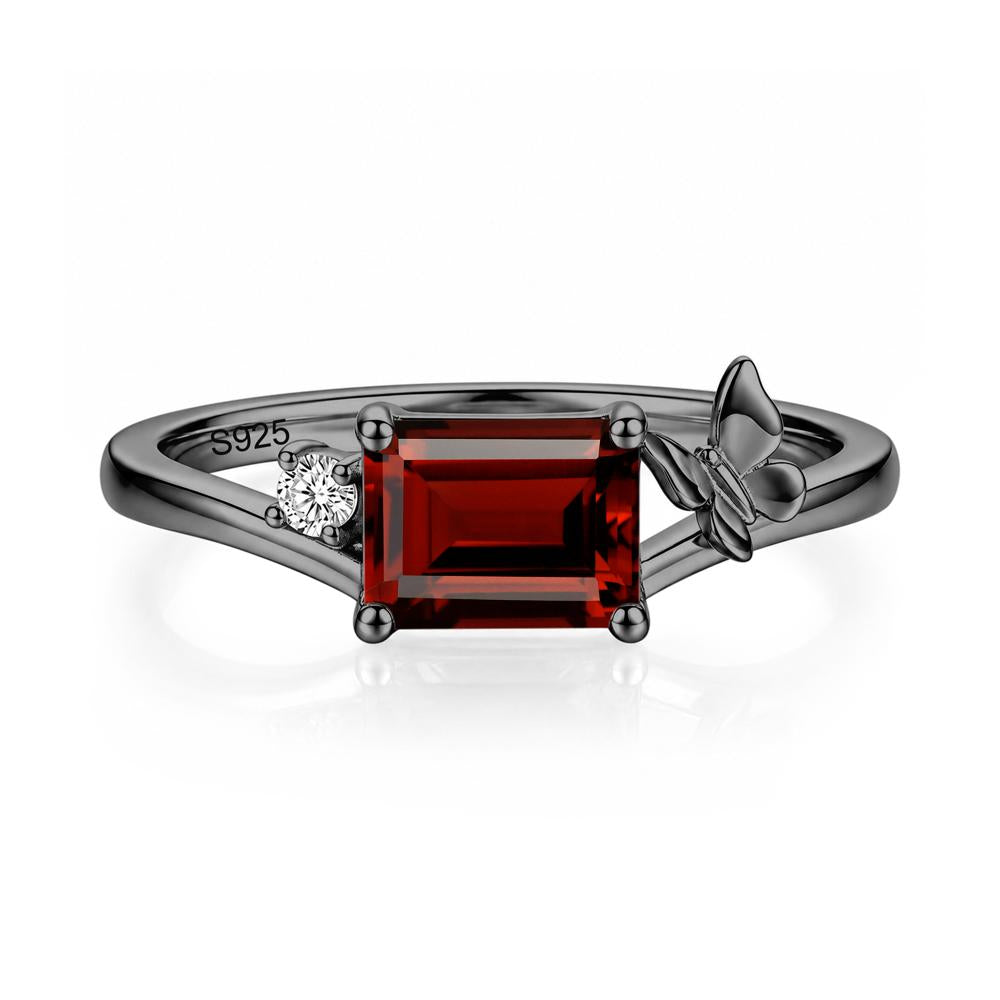 East West Emerald Cut Amethyst Butterfly Ring - LUO Jewelry #gemstone_Garnet