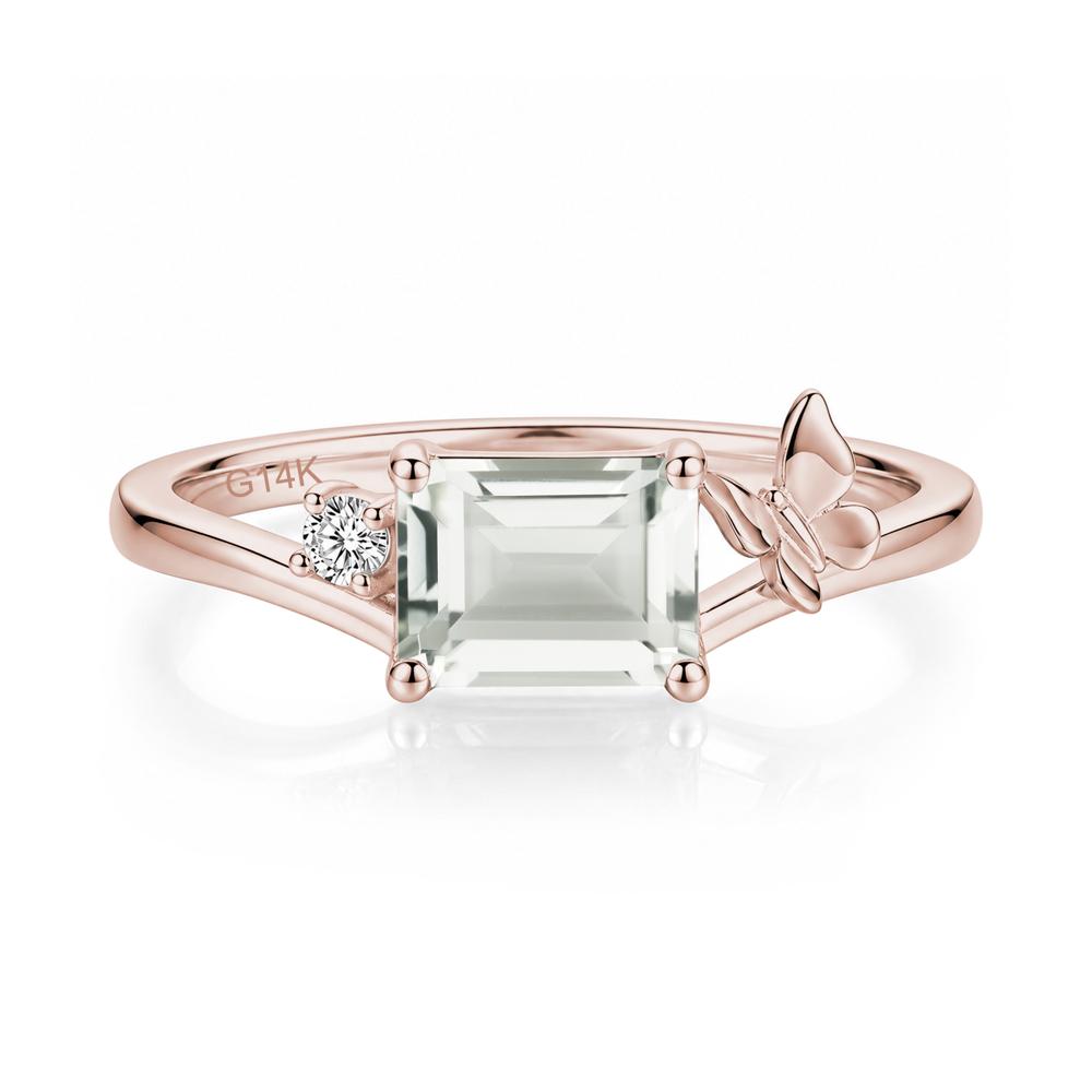East West Emerald Cut Amethyst Butterfly Ring - LUO Jewelry #gemstone_Green Amethyst