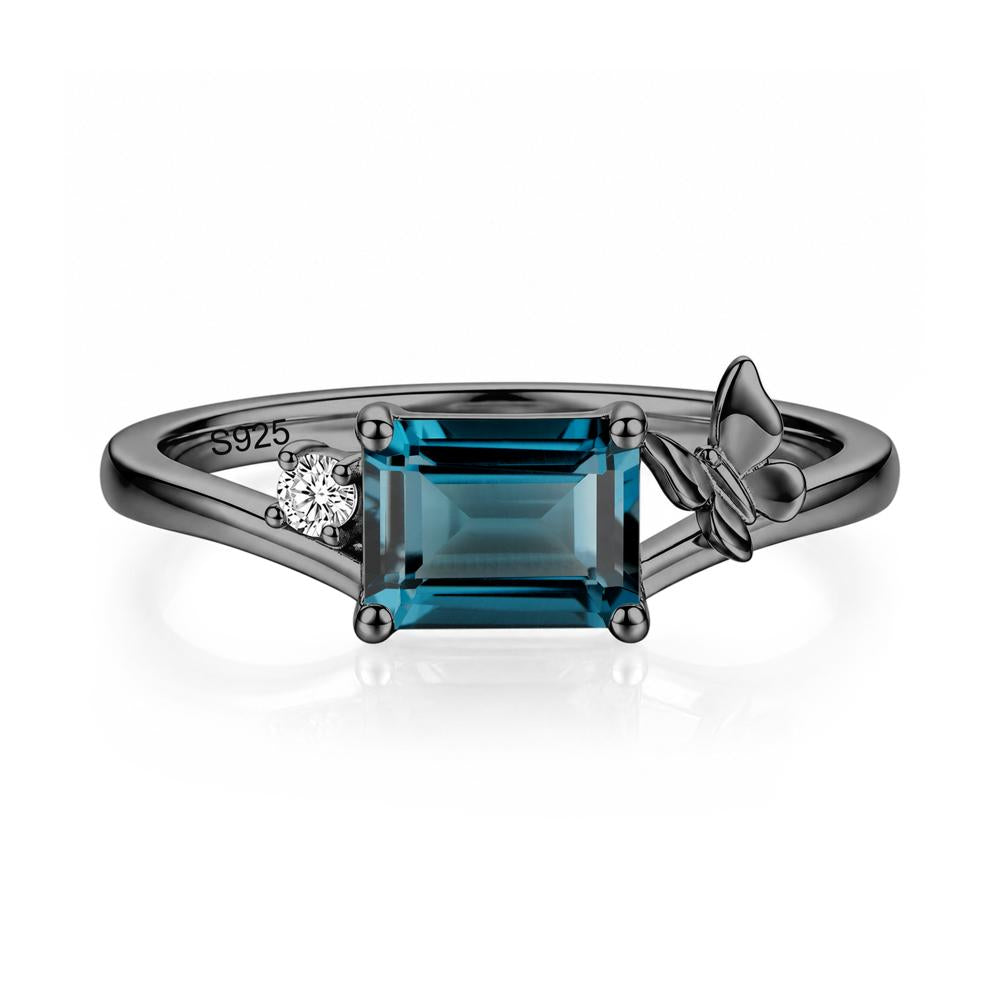 East West Emerald Cut Amethyst Butterfly Ring - LUO Jewelry #gemstone_London Blue Topaz