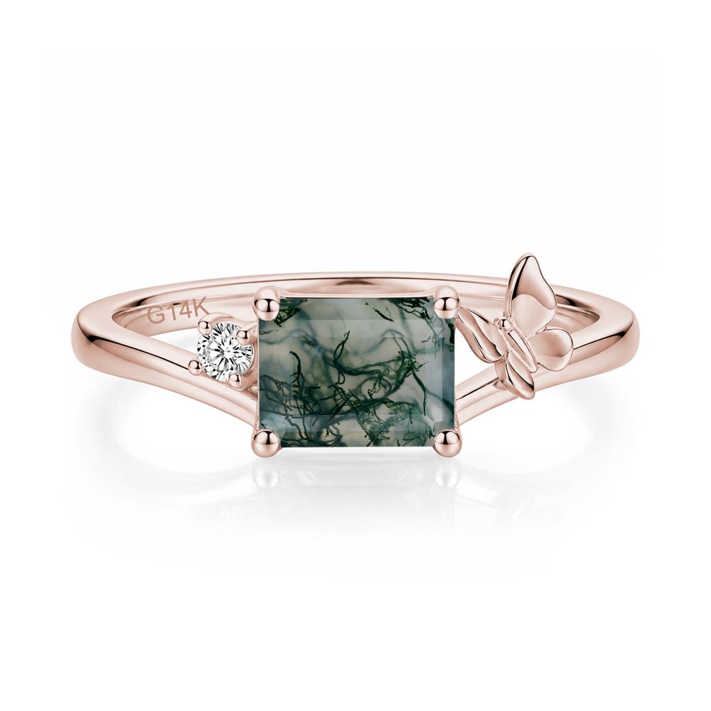 East West Emerald Cut Amethyst Butterfly Ring - LUO Jewelry #gemstone_Moss Agate