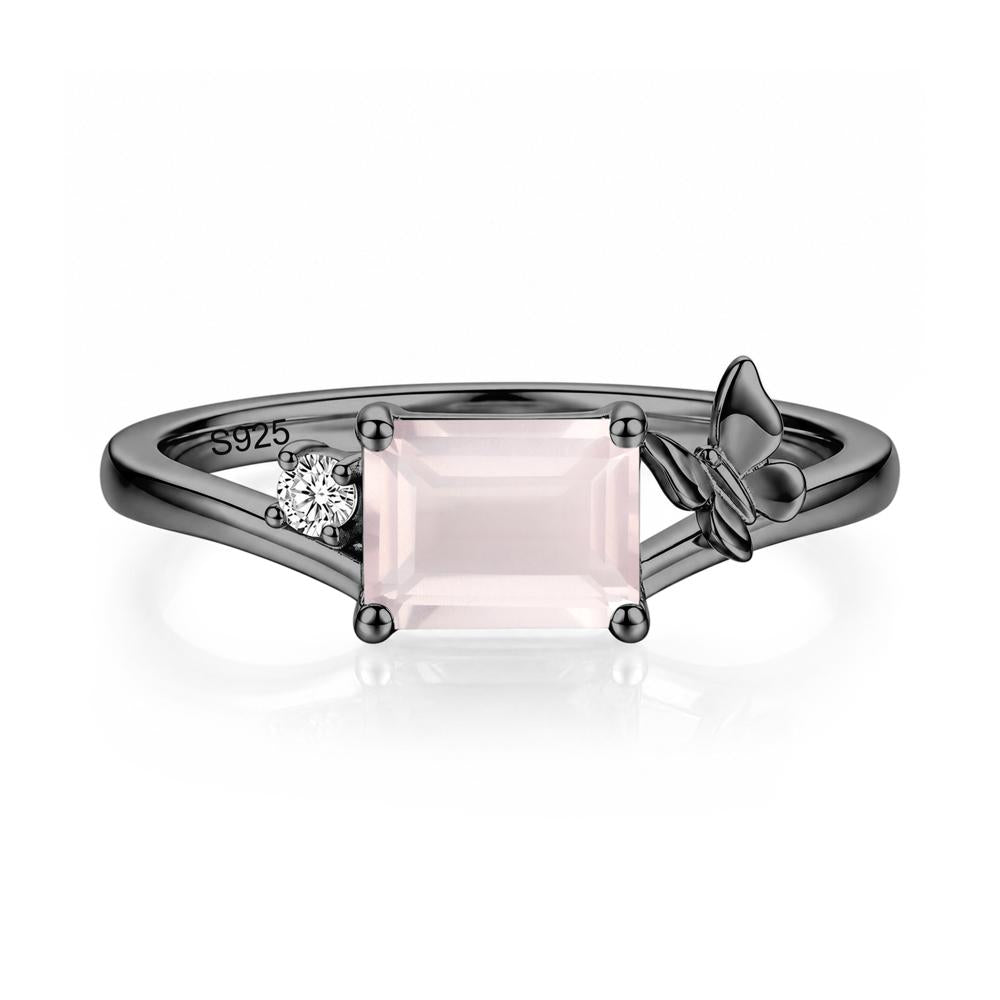 East West Emerald Cut Amethyst Butterfly Ring - LUO Jewelry #gemstone_Rose Quartz