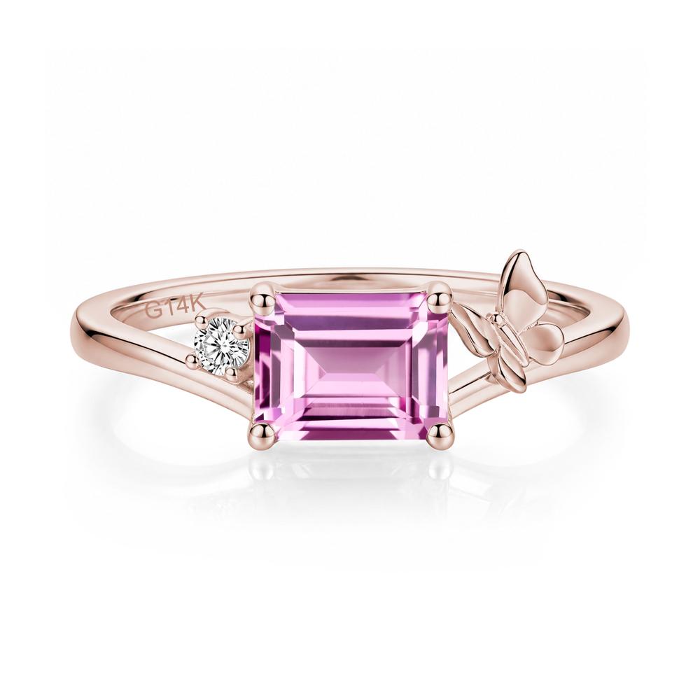 East West Emerald Cut Amethyst Butterfly Ring - LUO Jewelry #gemstone_Pink Sapphire