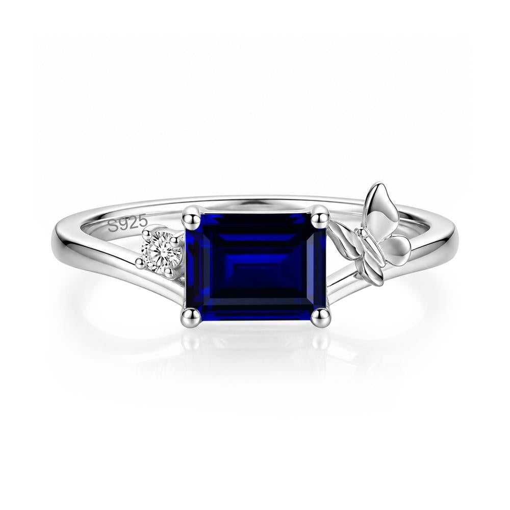 East West Emerald Cut Amethyst Butterfly Ring - LUO Jewelry #gemstone_Sapphire