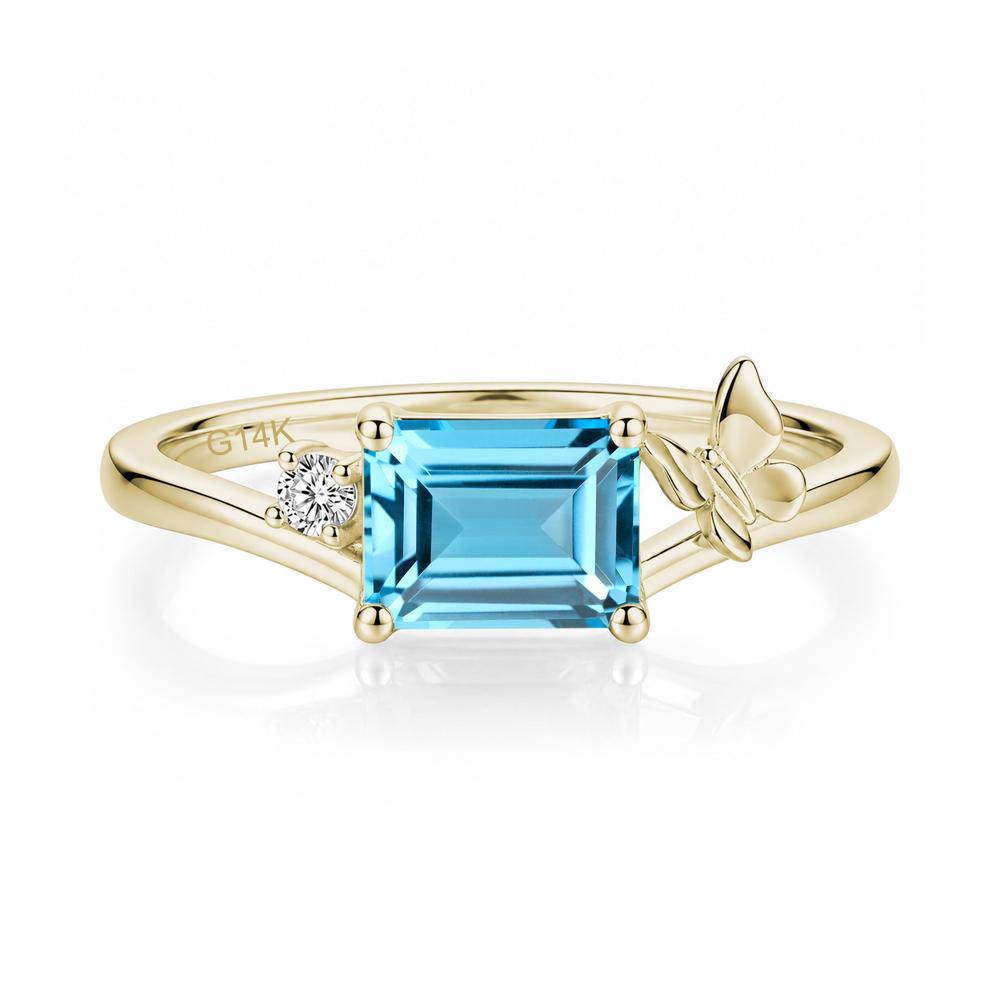East West Emerald Cut Amethyst Butterfly Ring - LUO Jewelry #gemstone_Swiss Blue Topaz