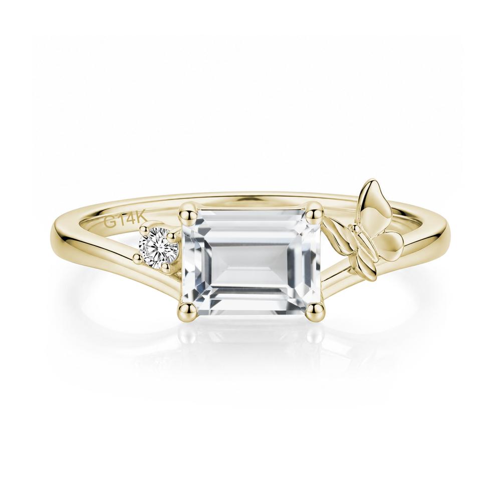 East West Emerald Cut Amethyst Butterfly Ring - LUO Jewelry #gemstone_White Topaz