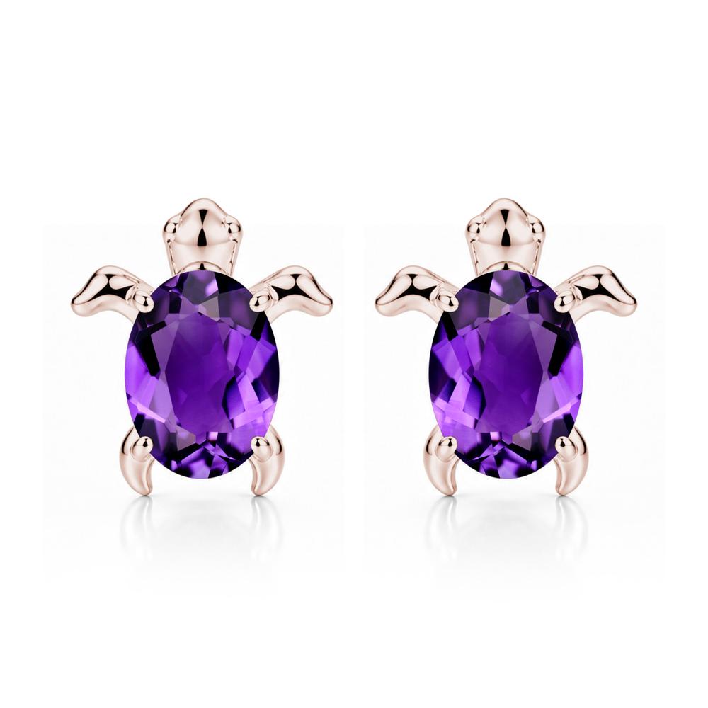 Oval Shaped Sapphire Turtle Stud Earrings - LUO Jewelry #gemstone_Amethyst