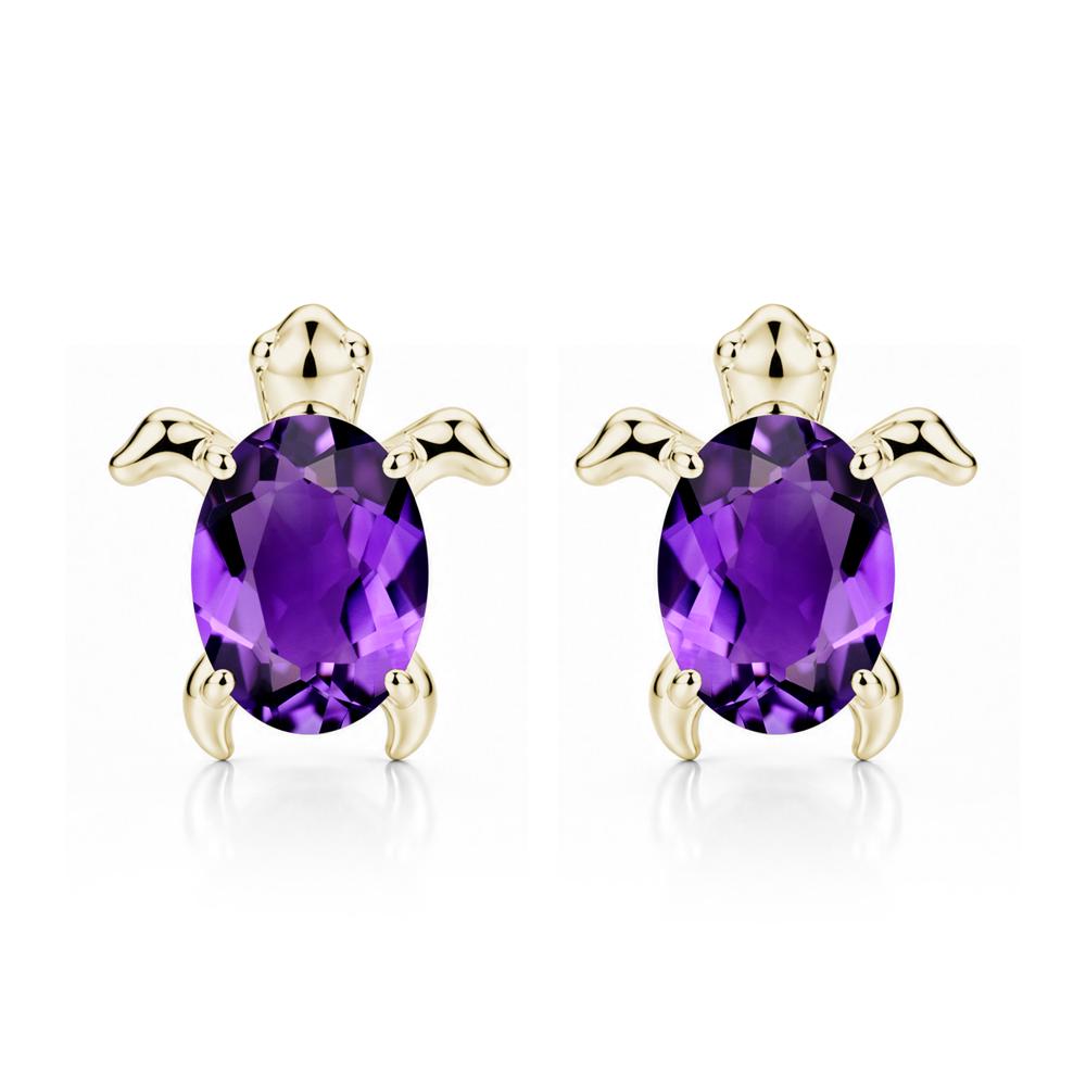 Oval Shaped Sapphire Turtle Stud Earrings - LUO Jewelry #gemstone_Amethyst