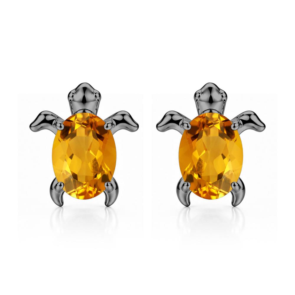 Oval Shaped Sapphire Turtle Stud Earrings - LUO Jewelry #gemstone_Citrine