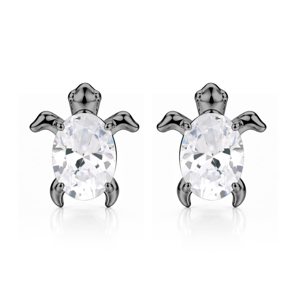 Oval Shaped Sapphire Turtle Stud Earrings - LUO Jewelry #gemstone_Cubic Zirconia
