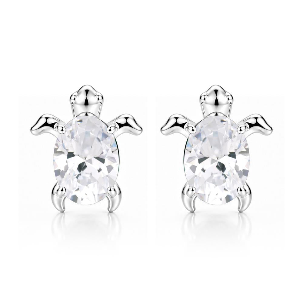 Oval Shaped Sapphire Turtle Stud Earrings - LUO Jewelry #gemstone_Cubic Zirconia