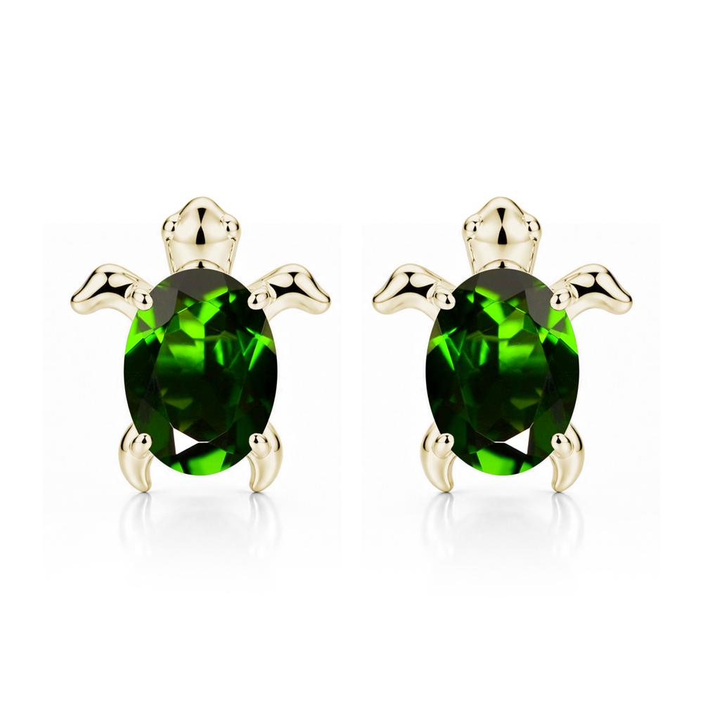 Oval Shaped Sapphire Turtle Stud Earrings - LUO Jewelry #gemstone_Diopside