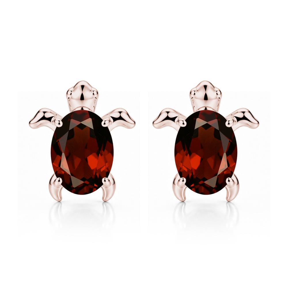 Oval Shaped Sapphire Turtle Stud Earrings - LUO Jewelry #gemstone_Garnet